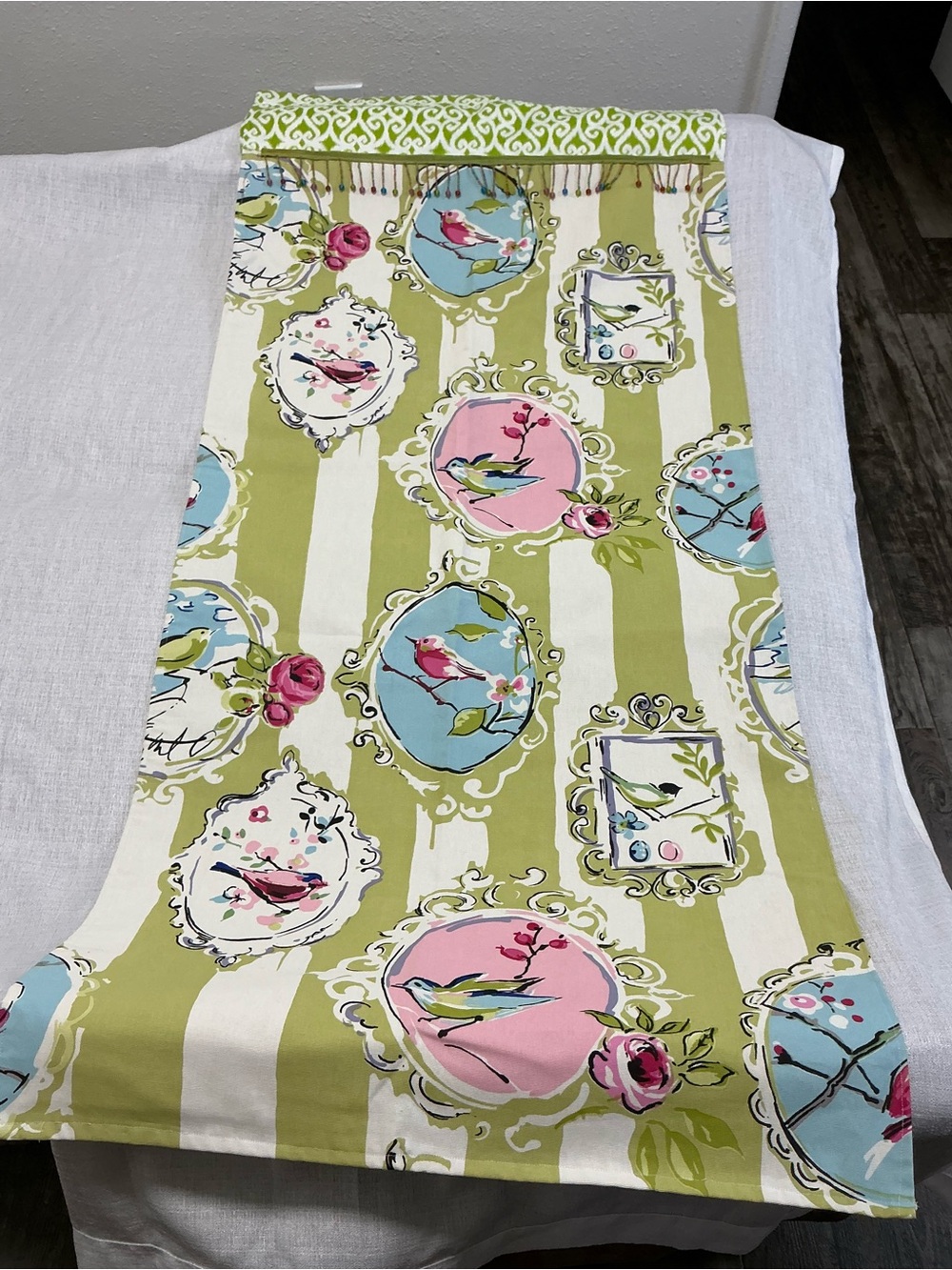 GreenShabby Chic French Country Songbird Floral Cameo Window Curtain Set 4 - Picture 2 of 7
